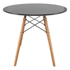 LeisureMod Dover Set da Pranzo 3 Pezzi Tavolo Bistro Rotondo in MDF Nero con 2 Sedie in Plastica, Cucina Moderna, Sala da Pranzo, Spazi Piccoli, Sedute da Caffetteria
