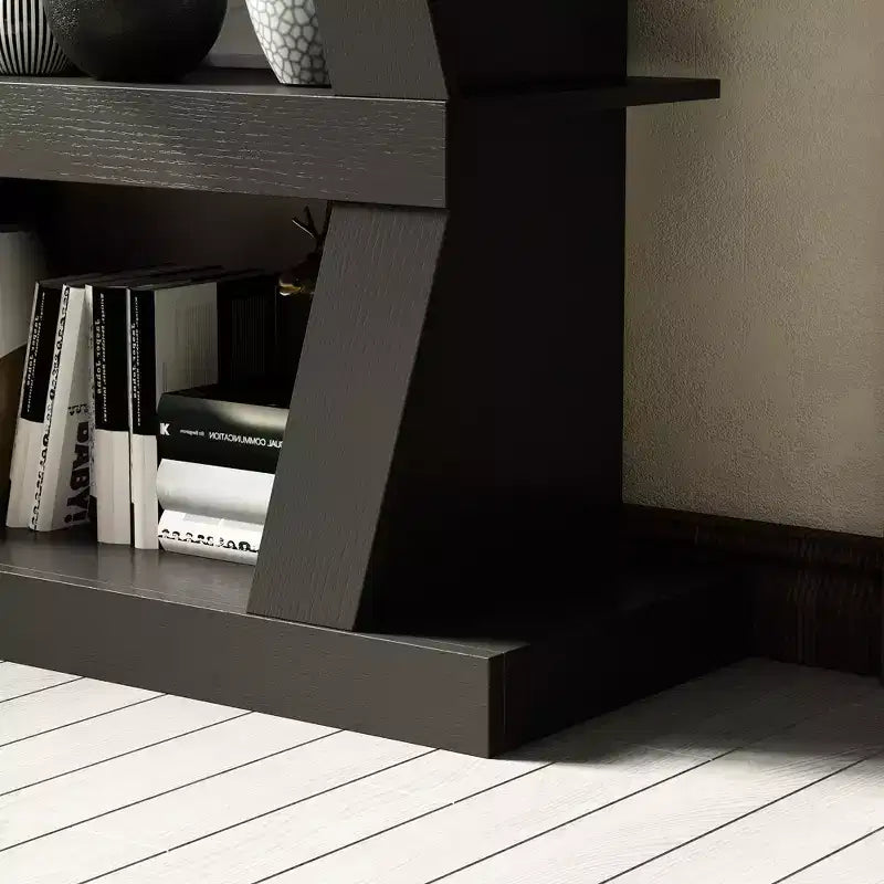 Famapy Libreria aperta Scaffale decorativo Forma unica Archiviazione multifunzionale Scomparto multispazio Nero