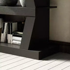 Famapy Libreria aperta Scaffale decorativo Forma unica Archiviazione multifunzionale Scomparto multispazio Nero