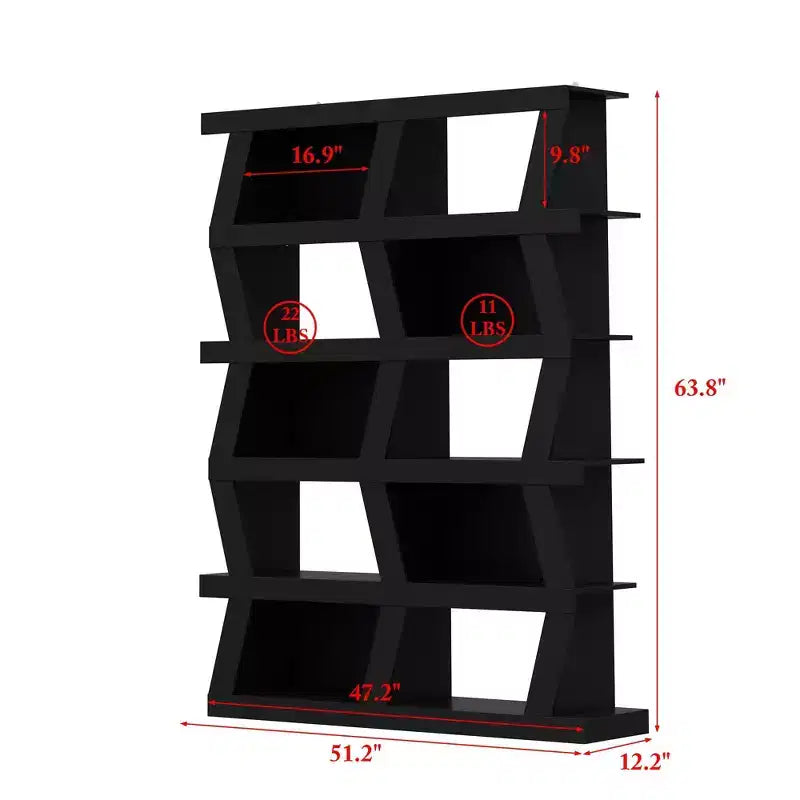 Famapy Libreria aperta Scaffale decorativo Forma unica Archiviazione multifunzionale Scomparto multispazio Nero