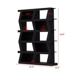 Famapy Libreria aperta Scaffale decorativo Forma unica Archiviazione multifunzionale Scomparto multispazio Nero