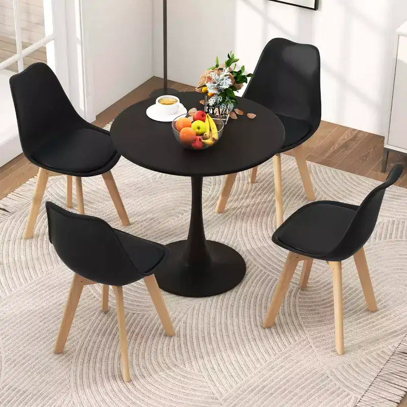 Costway Set da Pranzo 5 Pezzi Tavolo Rotondo Moderno 4 Sedie per Cucina con Spazio Ridotto