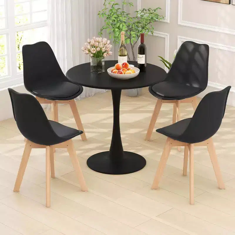 Costway Set da Pranzo 5 Pezzi Tavolo Rotondo Moderno 4 Sedie per Cucina con Spazio Ridotto