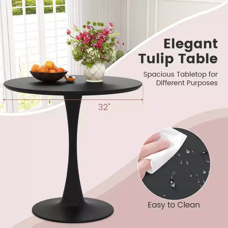 Costway Set da Pranzo 5 Pezzi Tavolo Rotondo Moderno 4 Sedie per Cucina con Spazio Ridotto