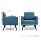 Yaheetech Set di 2 Poltrone Accent con Schienale Trapuntato Stile Mid-Century e Gambe in Legno Massello di Hevea