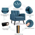 Yaheetech Set di 2 Poltrone Accent con Schienale Trapuntato Stile Mid-Century e Gambe in Legno Massello di Hevea