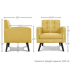Yaheetech Set di 2 Poltrone Accent con Schienale Trapuntato Stile Mid-Century e Gambe in Legno Massello di Hevea