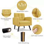 Yaheetech Set di 2 Poltrone Accent con Schienale Trapuntato Stile Mid-Century e Gambe in Legno Massello di Hevea