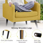 Yaheetech Set di 2 Poltrone Accent con Schienale Trapuntato Stile Mid-Century e Gambe in Legno Massello di Hevea