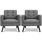 Yaheetech Set of 2 Mid Century Tufted Back Accent Arm Chair with Rubberwood Legs