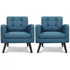 Yaheetech Set di 2 Poltrone Accent con Schienale Trapuntato Stile Mid-Century e Gambe in Legno Massello di Hevea