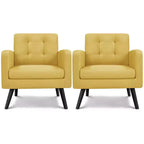 Yaheetech Set di 2 Poltrone Accent con Schienale Trapuntato Stile Mid-Century e Gambe in Legno Massello di Hevea