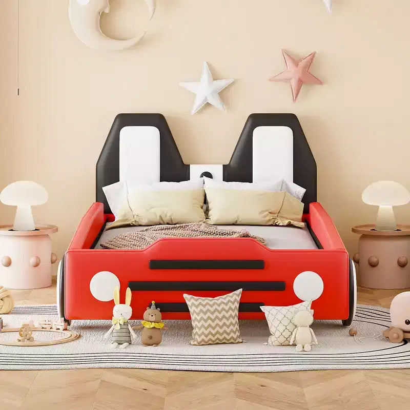 Letto a piattaforma a forma di macchina da corsa Whisen Morden Design, misura doppia, con ruote