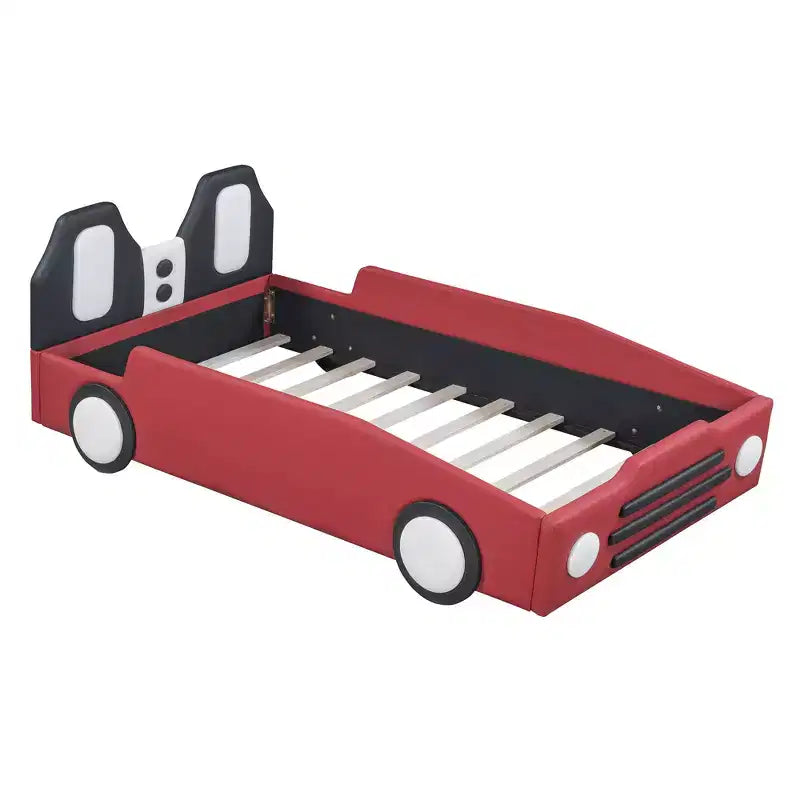 Letto a piattaforma a forma di macchina da corsa Whisen Morden Design, misura doppia, con ruote