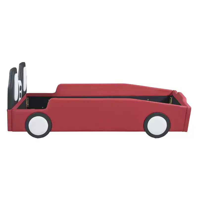 Letto a piattaforma a forma di macchina da corsa Whisen Morden Design, misura doppia, con ruote