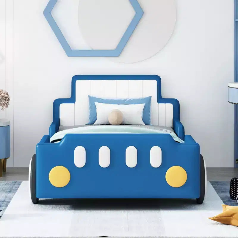 Letto a piattaforma a forma di macchina da corsa Whisen Morden Design, misura doppia, con ruote