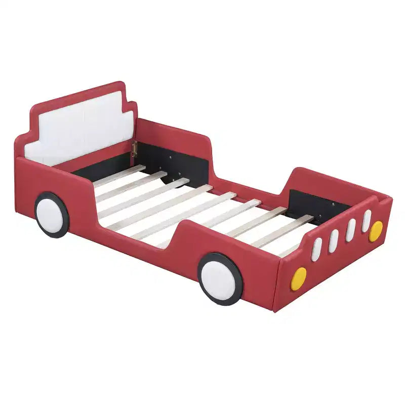 Letto a piattaforma a forma di macchina da corsa Whisen Morden Design, misura doppia, con ruote
