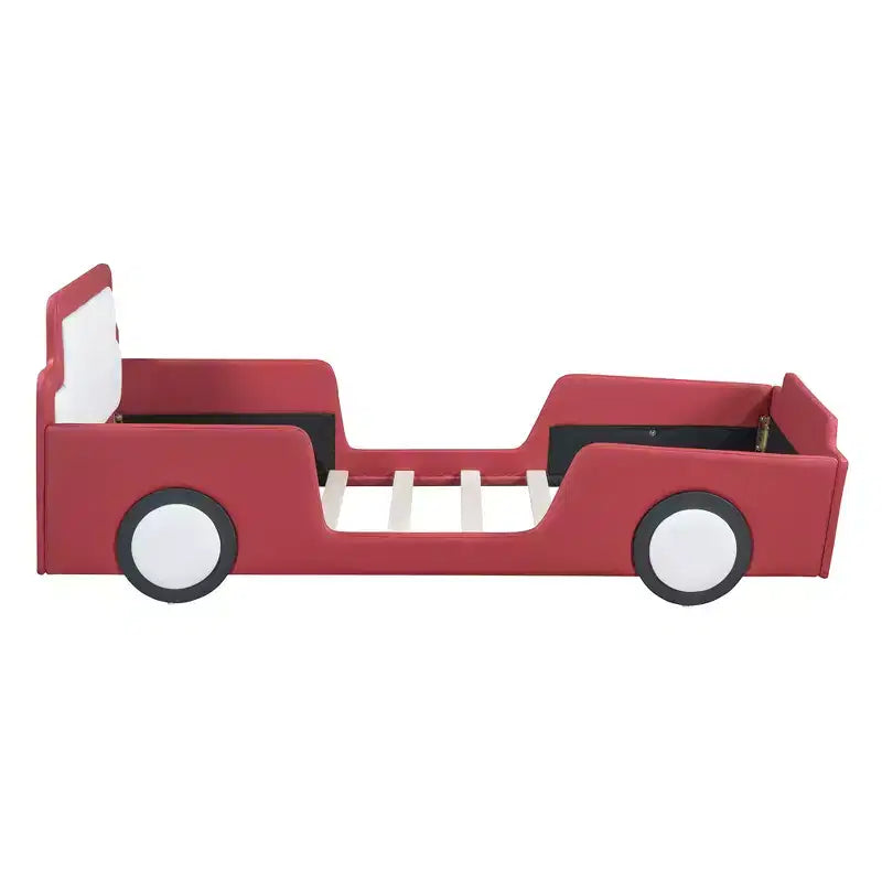 Letto a piattaforma a forma di macchina da corsa Whisen Morden Design, misura doppia, con ruote