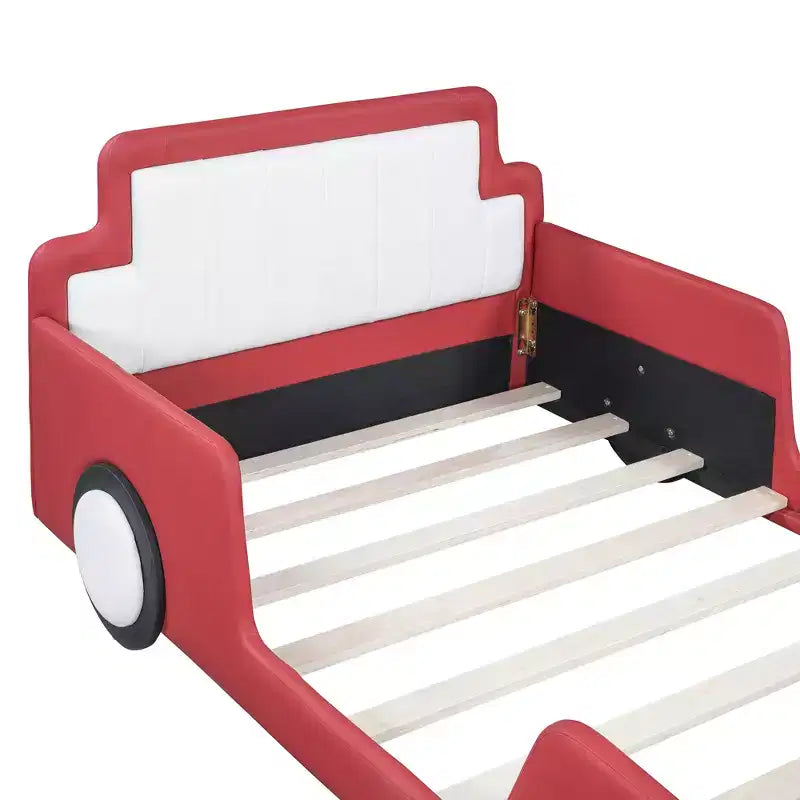 Letto a piattaforma a forma di macchina da corsa Whisen Morden Design, misura doppia, con ruote