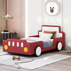 Letto a piattaforma a forma di macchina da corsa Whisen Morden Design, misura doppia, con ruote