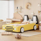 Letto a piattaforma a forma di macchina da corsa Whisen Morden Design, misura doppia, con ruote