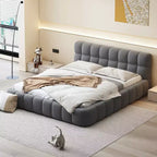 Whisen Morden Design Letto a Piattaforma Imbottito Queen Size con Tessuto Spesso