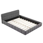 Whisen Morden Design Letto a Piattaforma Imbottito Queen Size con Tessuto Spesso