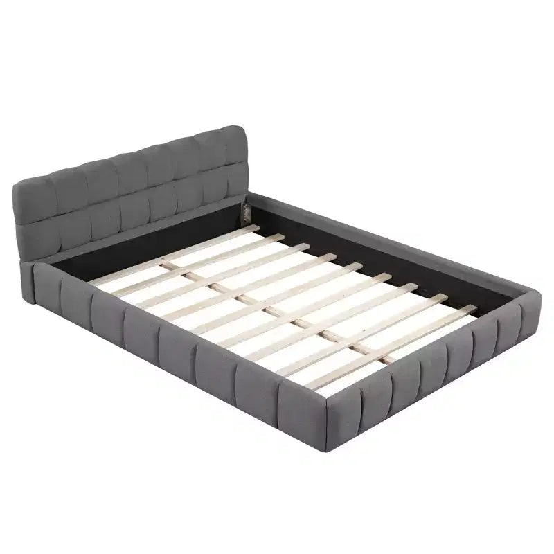 Whisen Morden Design Letto a Piattaforma Imbottito Queen Size con Tessuto Spesso