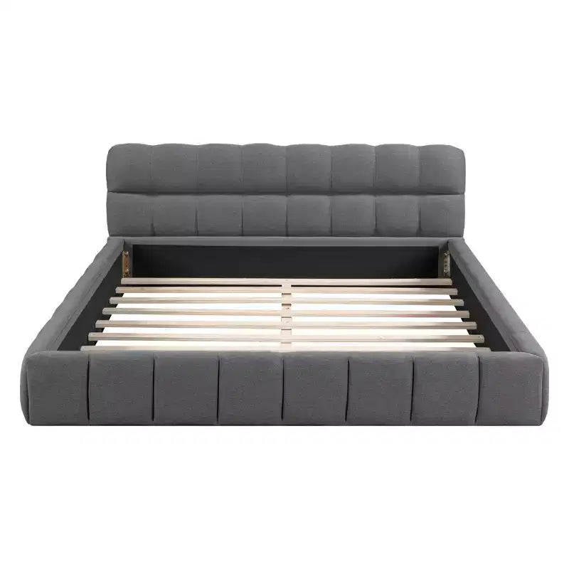 Whisen Morden Design Letto a Piattaforma Imbottito Queen Size con Tessuto Spesso