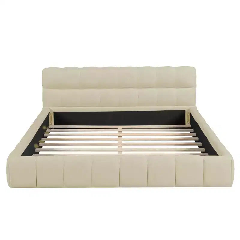 Whisen Morden Design Letto a Piattaforma Imbottito Queen Size con Tessuto Spesso