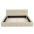 Whisen Morden Design Letto a Piattaforma Imbottito Queen Size con Tessuto Spesso