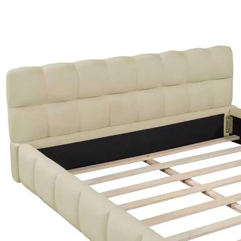 Whisen Morden Design Letto a Piattaforma Imbottito Queen Size con Tessuto Spesso