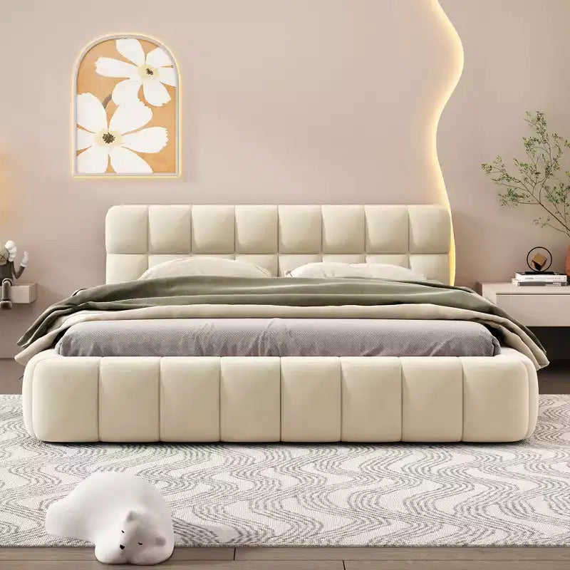 Whisen Morden Design Queen Size Upholstered Platform Bed with Thick Fabric