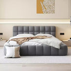 Whisen Morden Design Letto a Piattaforma Imbottito Queen Size con Tessuto Spesso