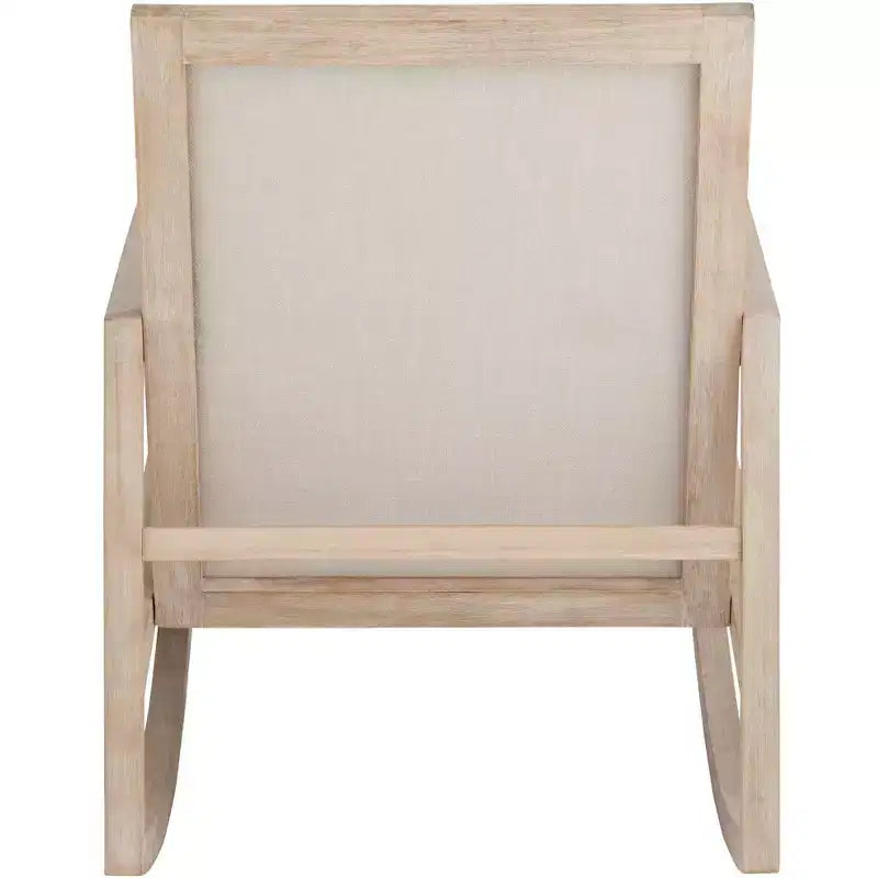 Sedia a dondolo moderna Studio 55D Ava in legno color crema chiaro e lavato