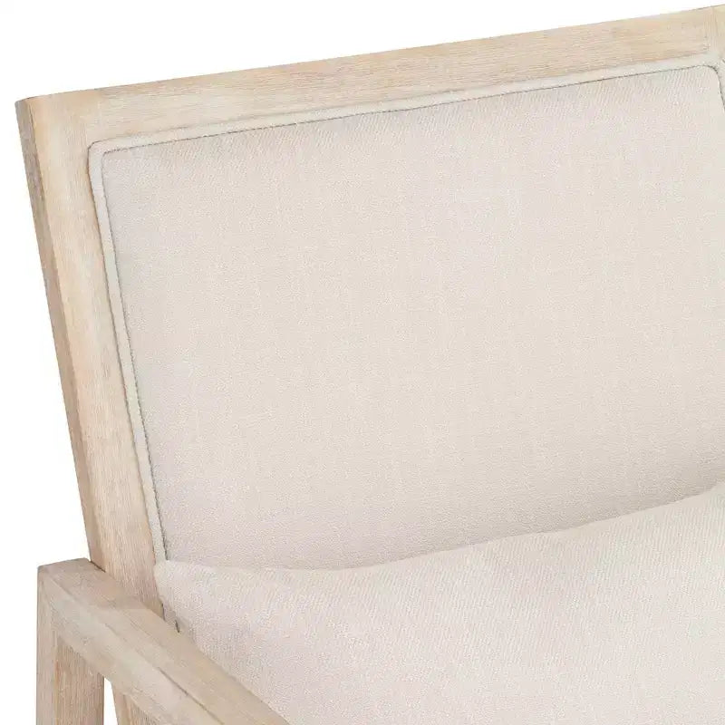 Sedia a dondolo moderna Studio 55D Ava in legno color crema chiaro e lavato
