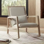 Sedia a dondolo moderna Studio 55D Ava in legno color crema chiaro e lavato