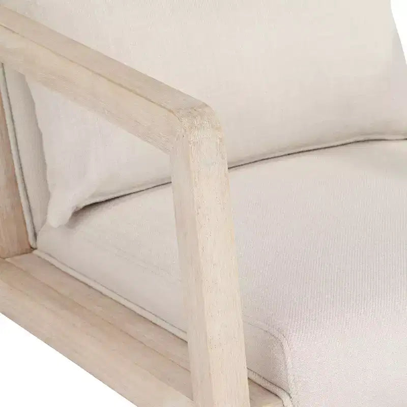 Sedia a dondolo moderna Studio 55D Ava in legno color crema chiaro e lavato