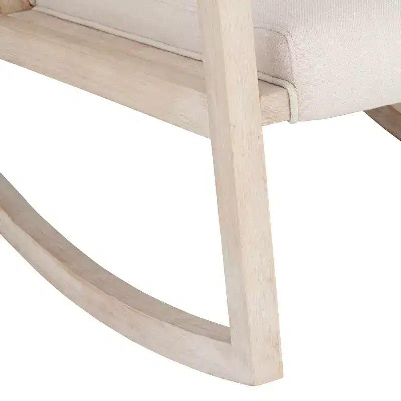 Sedia a dondolo moderna Studio 55D Ava in legno color crema chiaro e lavato
