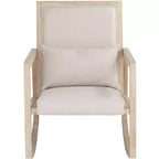 Sedia a dondolo moderna Studio 55D Ava in legno color crema chiaro e lavato