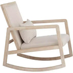 Sedia a dondolo moderna Studio 55D Ava in legno color crema chiaro e lavato