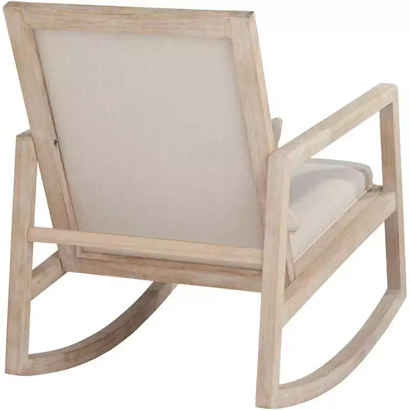 Sedia a dondolo moderna Studio 55D Ava in legno color crema chiaro e lavato