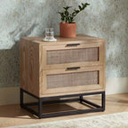Studio 55D Delano Mobiletto con 2 Cassetti in Legno Naturale Largo 55 cm