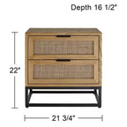 Studio 55D Delano Mobiletto con 2 Cassetti in Legno Naturale Largo 55 cm