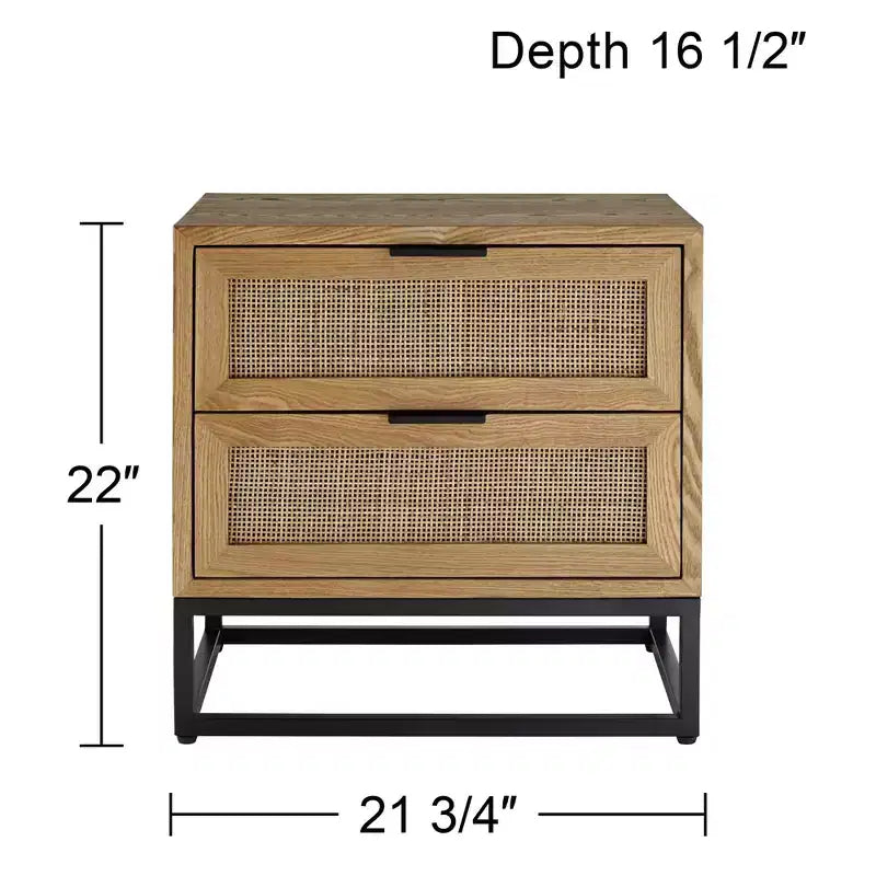 Studio 55D Delano Mobiletto con 2 Cassetti in Legno Naturale Largo 55 cm