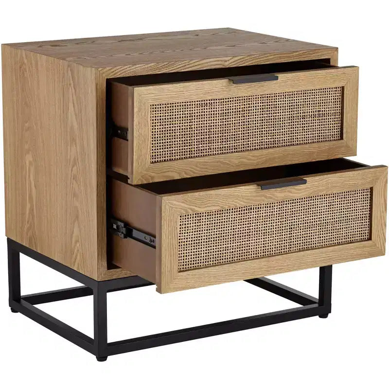 Studio 55D Delano Mobiletto con 2 Cassetti in Legno Naturale Largo 55 cm