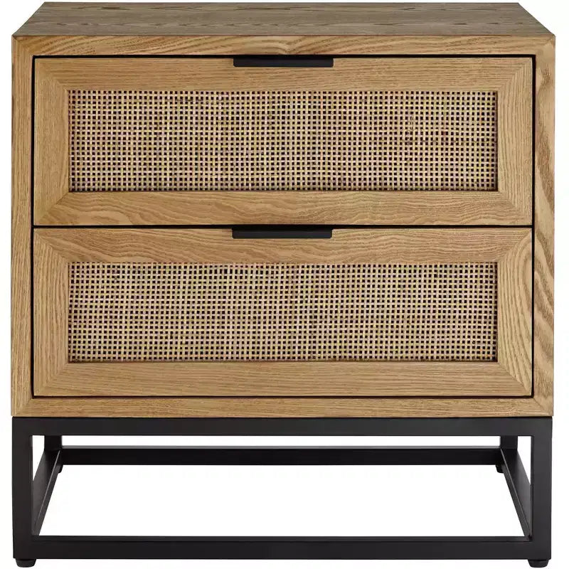 Studio 55D Delano Mobiletto con 2 Cassetti in Legno Naturale Largo 55 cm