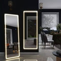 PexFix 16 in. W x 63 in. H Modern Full Length Rectangular Frameless Mirror With Rounded Corner in Silver