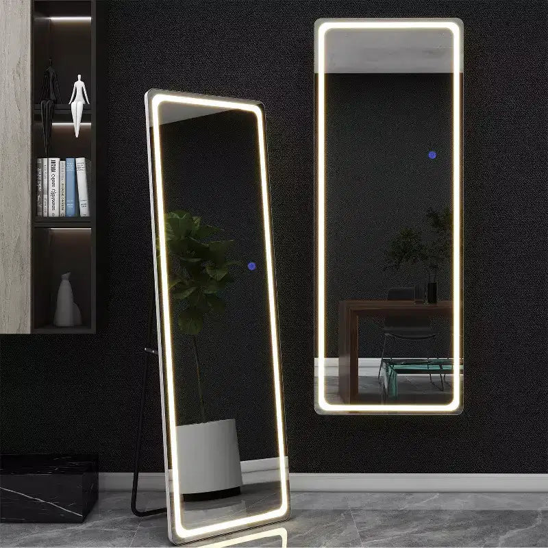PexFix Specchio Moderno Rettangolare a Figura Intera Senza Cornice con Angoli Arrotondati, Argento, 40,6 cm L x 160 cm A