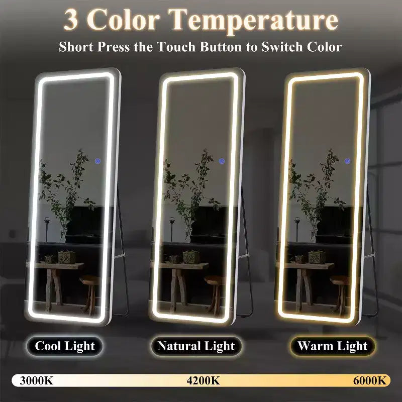 PexFix Specchio Moderno Rettangolare a Figura Intera Senza Cornice con Angoli Arrotondati, Argento, 40,6 cm L x 160 cm A